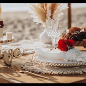 Raffia Crocheted fringe placemat 15”